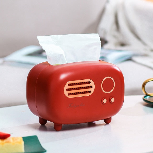 Retro Radio Model Desktop Tissue Box