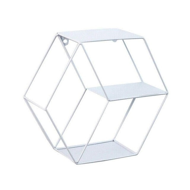 Durable Metal Wire Hexagon Floating Shelf