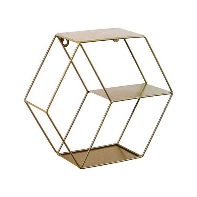 Durable Metal Wire Hexagon Floating Shelf