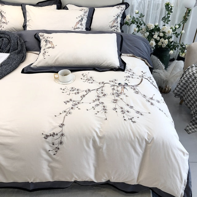 Pure Egyptian Cotton Embroidered Bedding Set