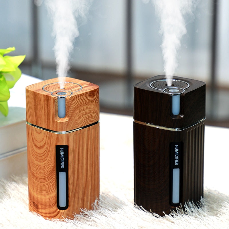 Solid Wood Grain Aroma Air Diffuser with LED Lamp