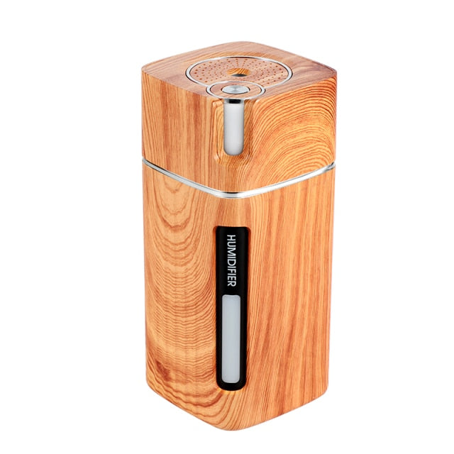 Solid Wood Grain Aroma Air Diffuser with LED Lamp