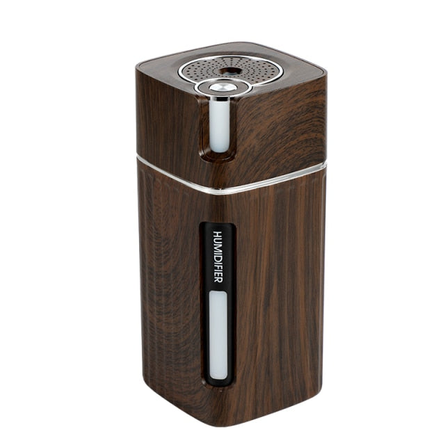 Solid Wood Grain Aroma Air Diffuser with LED Lamp