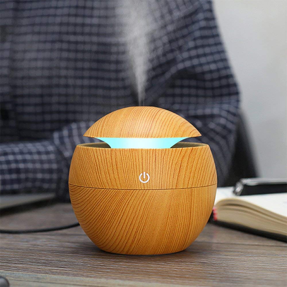 Color-changing Wooden Cool Mist Humidifier Lamp