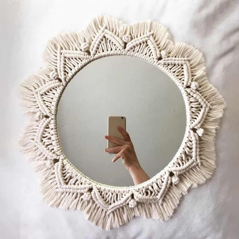 Handmade Cotton Rope Macrame Wall Mirror