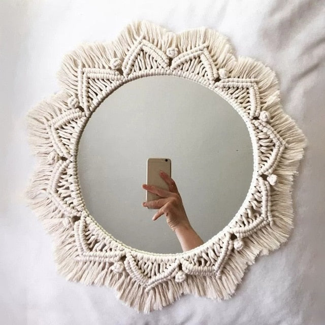 Handmade Cotton Rope Macrame Wall Mirror