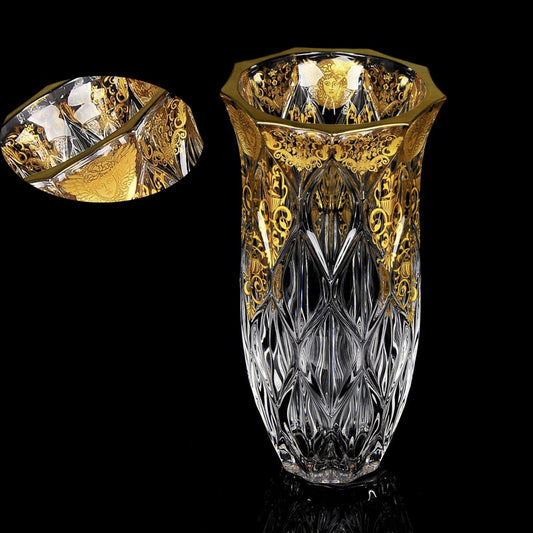 Luxurious Gold Painted Crystal Glass Vase