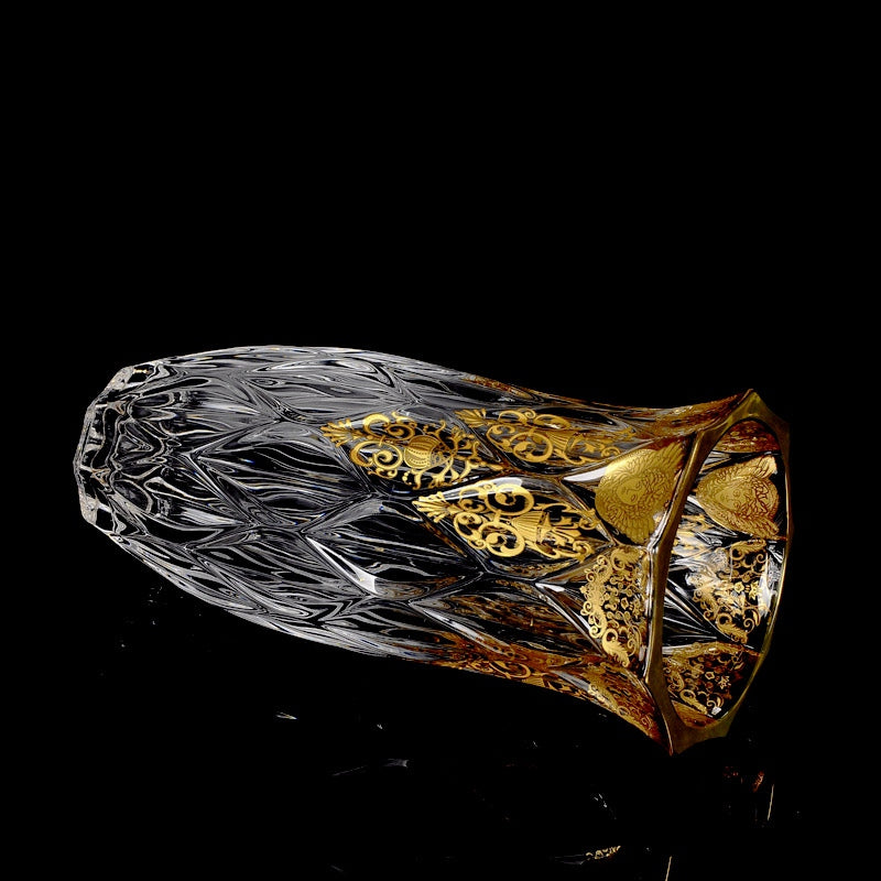 Luxurious Gold Painted Crystal Glass Vase