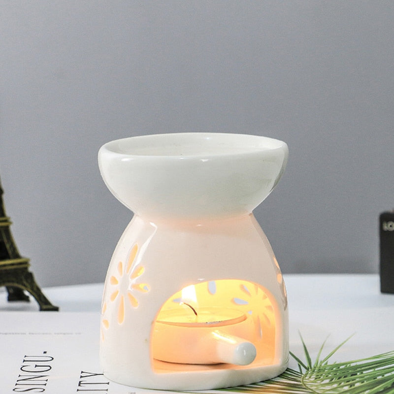 White Ceramic Hollowing Aroma Burner