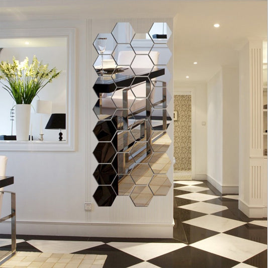 Shiny 3D Mirror Hexagon Wall Stickers